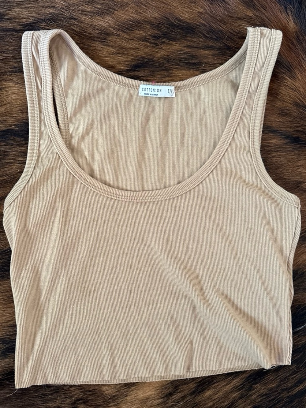 Cotton On Tan Ribbed Scoop Neck Tank